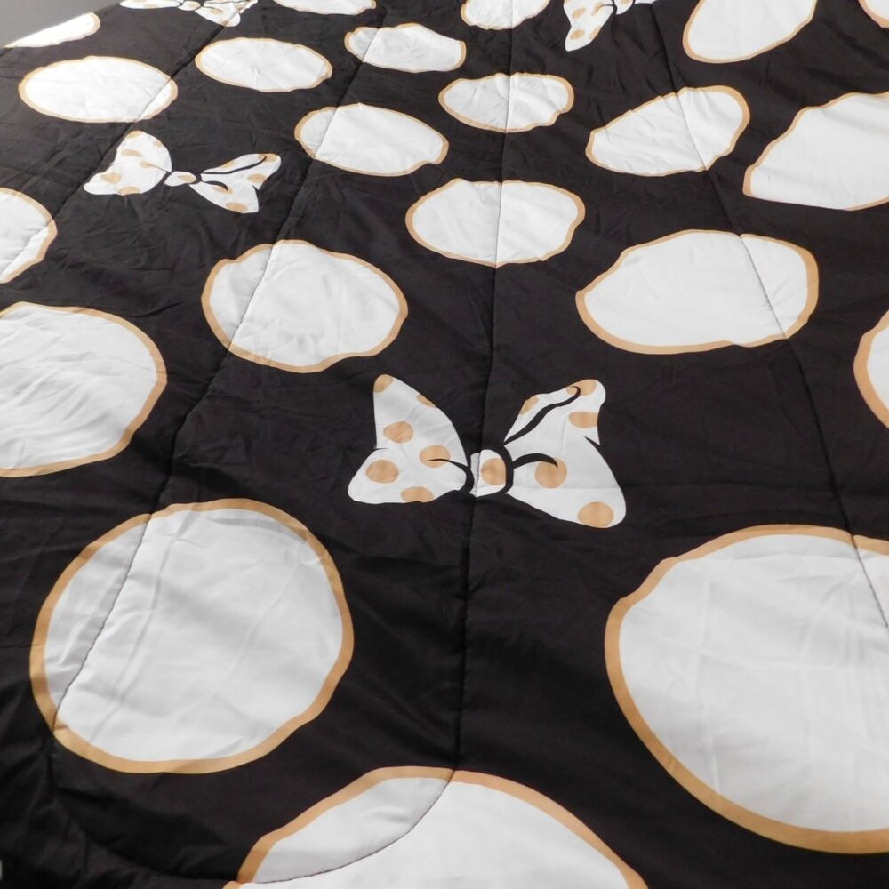 Disney Minnie Mouse Quilt Black White Gold Twin Comforter 78" x 84" Reversible - Picture 2 of 5